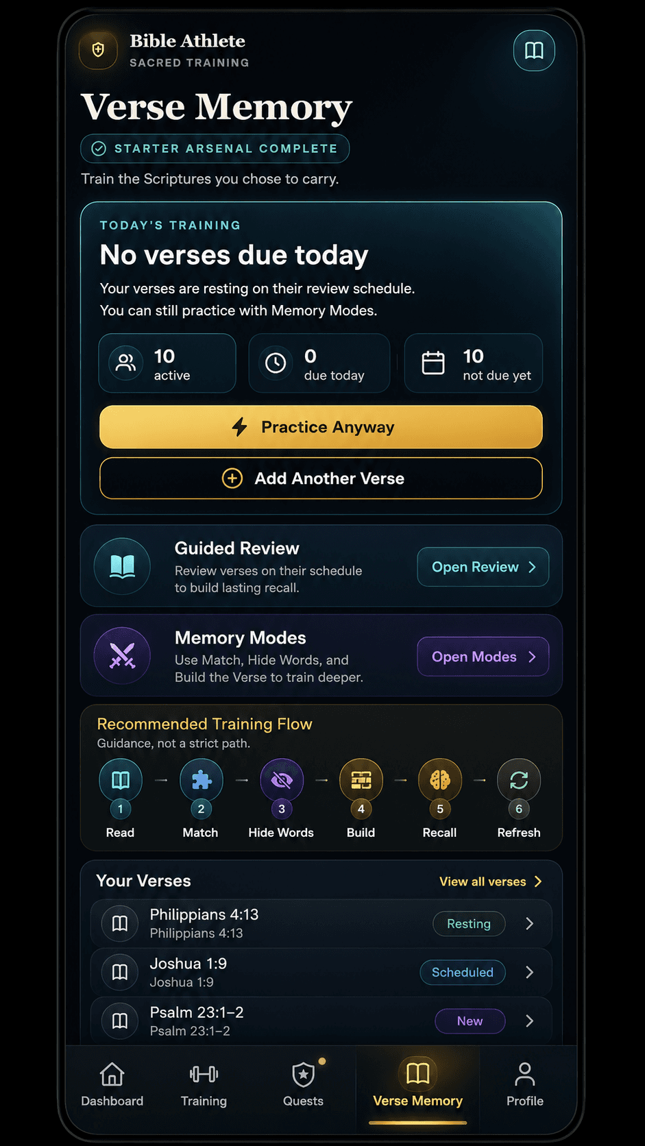 Verse Memory mobile interface